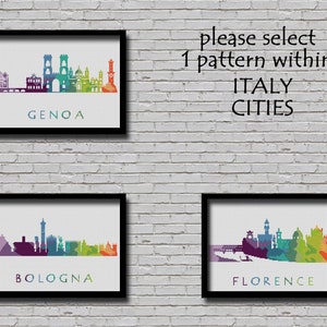 Cross Stitch Pattern Genoa, Bologna, Florence, Bari, Venice, Trieste, Pisa, Siena Italy City Silhouette Europe Cities Skyline Xstitch