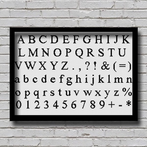 SYMB2 Times New Roman Font Cross Stitch Pattern Decor ABC PDF Pattern Letters E Pattern Alphabet and Numeric Scheme Text Cross Stitch