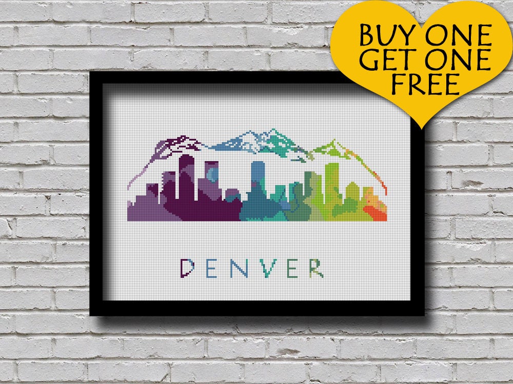 Cross Stitch Pattern Denver Colorado City Silhouette Etsy