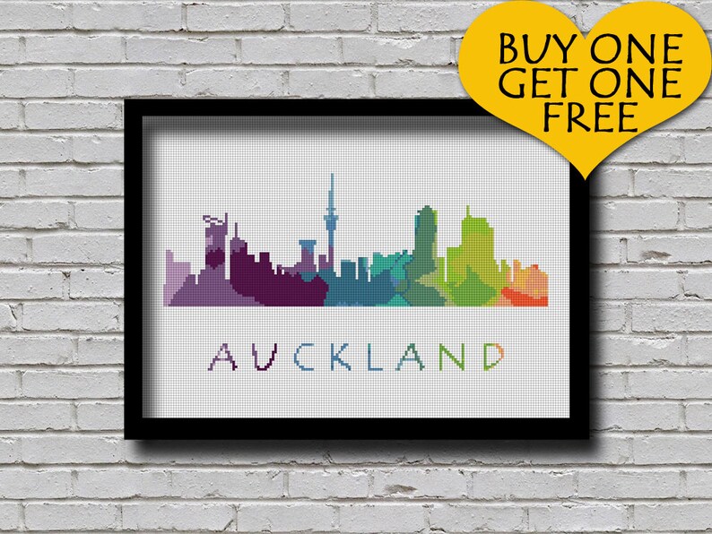 Cross Stitch Pattern Auckland City New Zealand Silhouette Etsy