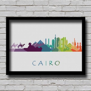 Cairo kruissteekpatroon, stadsgezicht van Egypte.