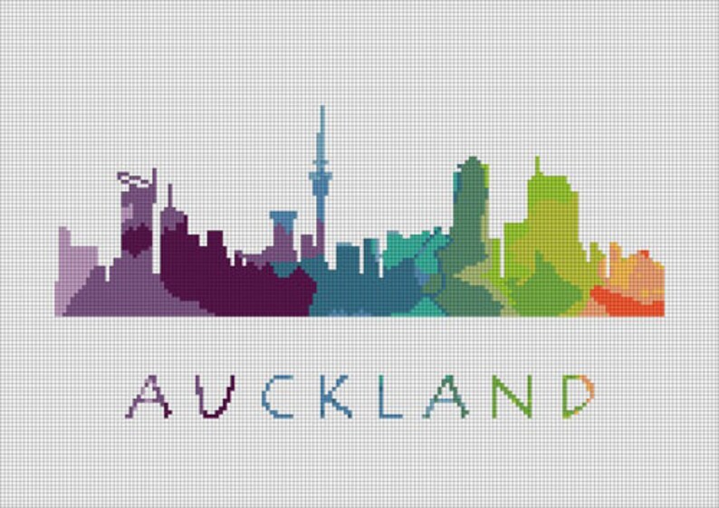 Cross Stitch Pattern Auckland City New Zealand Silhouette Etsy