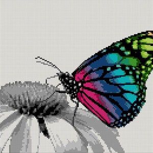 Cross Stitch Pattern Butterfly Rainbow Color Animal Pattern Nature Inspired Animal Embroidery Modern Decor Digital Pattern zdjęcie 2