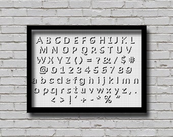 SYMB14 3D Shadow Font Cross Stitch Pattern ABC Decor PDF