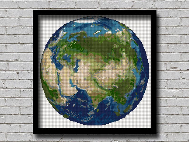 Cross Stitch Pattern Earth Globe Decor World Globe Embroidery | Etsy