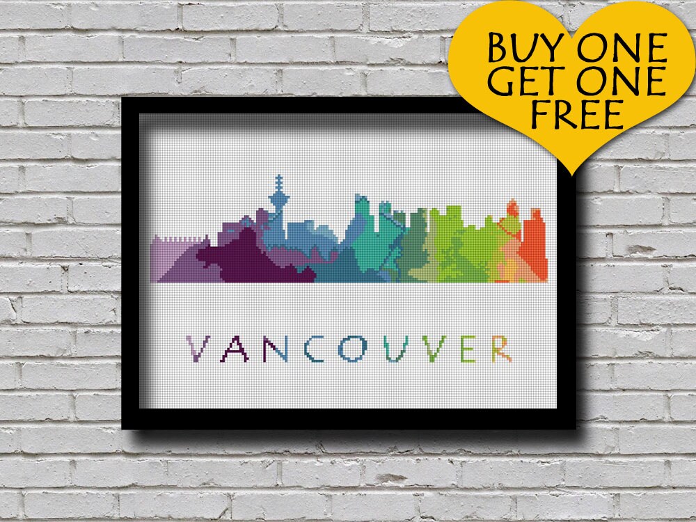 Cross Stitch Pattern Vancouver British Columbia Canada City Etsy