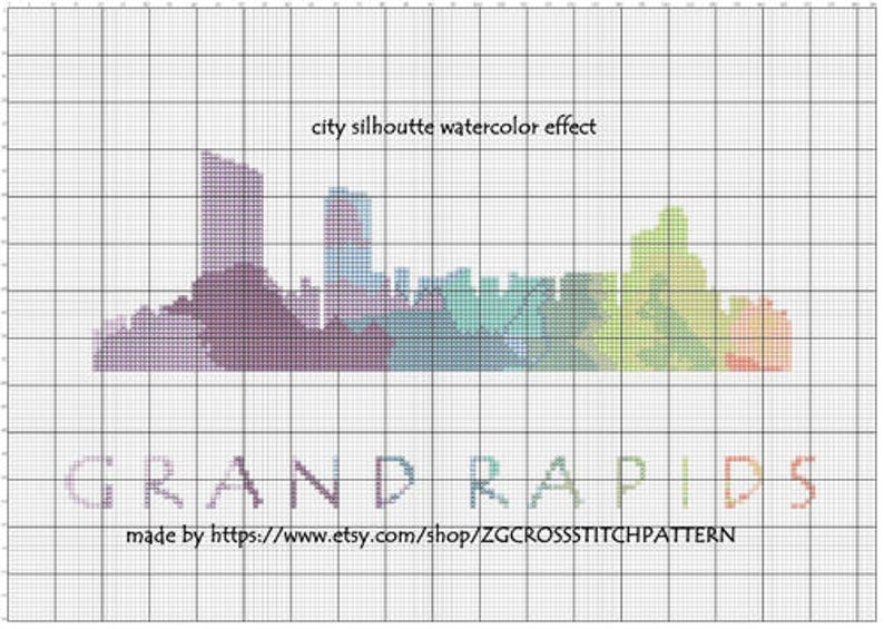 Cross Stitch Pattern Grand Rapids Michigan Silhouette Etsy