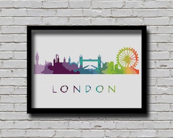 London Cross Stitch Pattern England Europe City Silhouette Xstitch