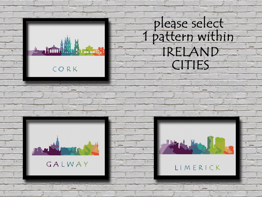 Custom Cross Stitch Pattern cork galway limerick Ireland Silhouette ...
