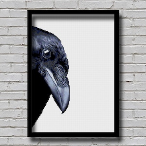 Peek29 Cross Stitch Pattern Peek A Crow Printable Peeking Animal Digital Pattern Modern Xstitch Pattern Hidden Cute Sneaky Raven