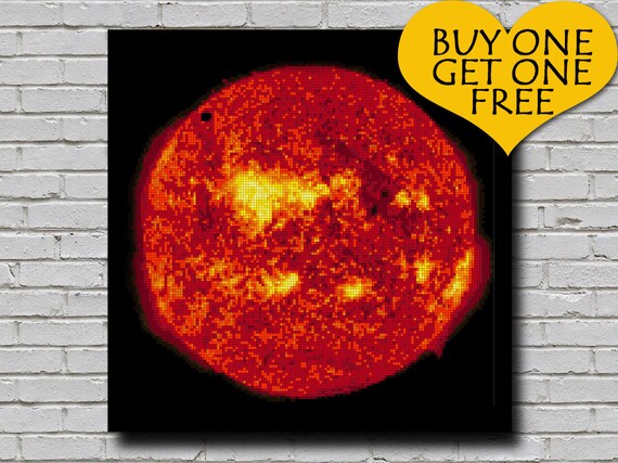 Cross Stitch Pattern The Sun Decor Solar System Embroidery Outer Space Universe Xstitch Diy Chart Downloadable