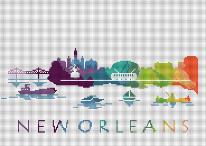 Cross Stitch Pattern New Orleans Louisiana Nola City Etsy