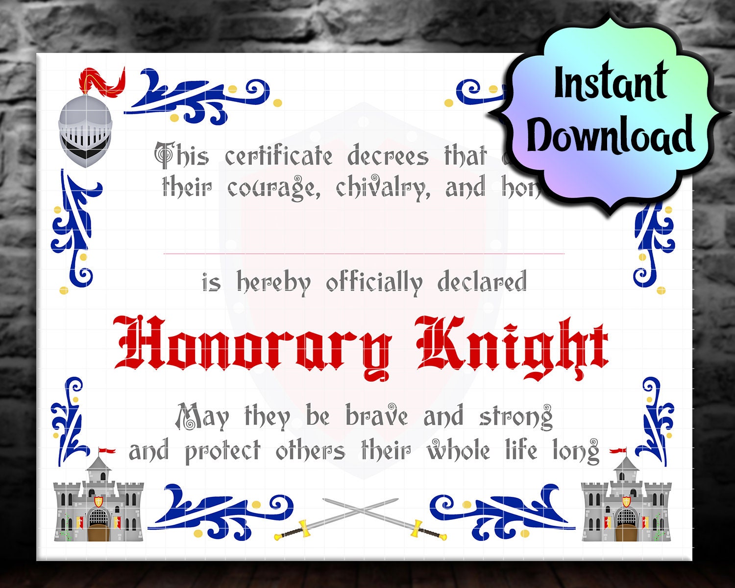 KNIGHT Certificate Generic For Any Character INSTANT Etsy KNIGHT Certificate Generic For Any Character INSTANT Etsy