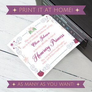 Custom Honorary Princess Certificate Personalized Mulan Themed Party ...