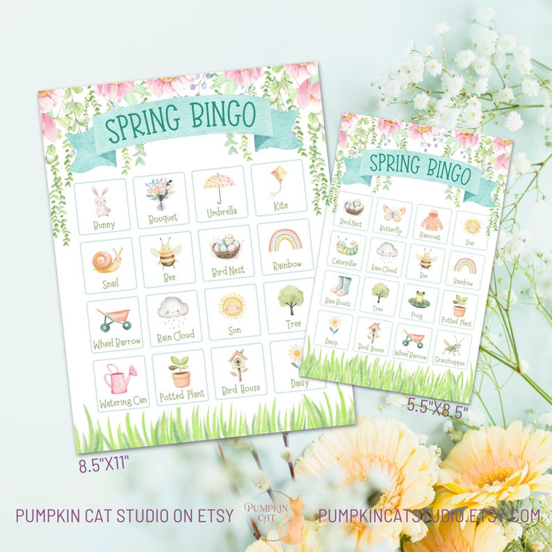 Printable Spring Bingo Game – 50 Player Classroom Activity (digital ...