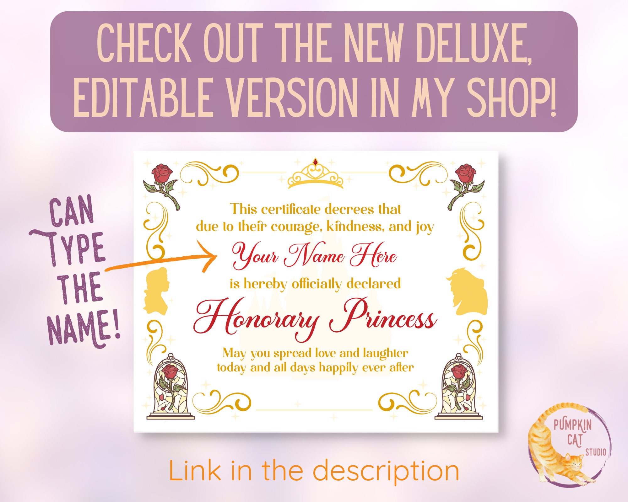 BELLE Princess Certificate PRINTABLE, Instant Download for Coronation ...