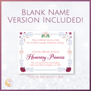 Custom Honorary Princess Certificate Personalized Mulan Themed Party ...