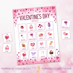 Valentinstag Bingo Set (mit Worten) - 30 Bingokarten - 4x4 Gitter - Druckbare PDFs - Sofortiger Download - Aktivitäten für die Ferien im Klassenzimmer