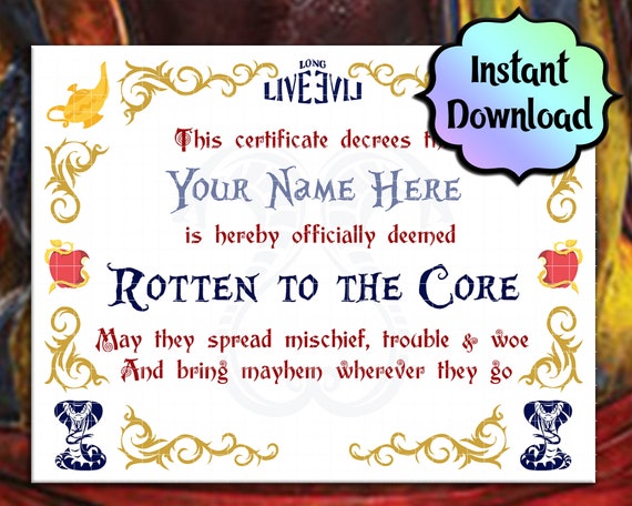 Jay Descendants Rotten To The Core Certificate Etsy
