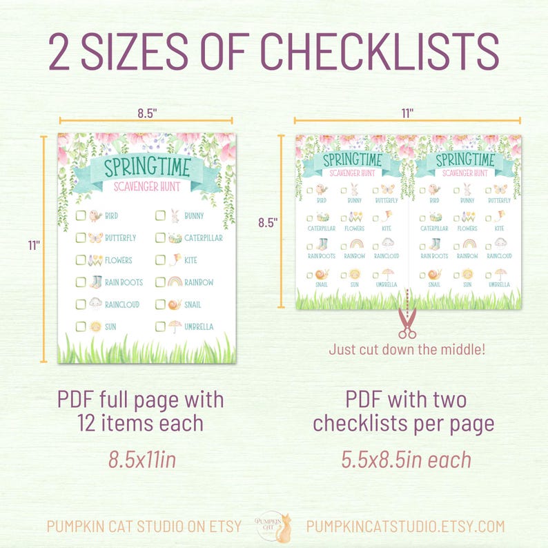 Spring Time Checklist Spring Scavenger Hunt Printable – Kids Outdoor Nature Game (instant ...