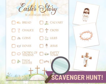 Printable Easter Story Scavenger Hunt – Christian Easter Game for Kids, Sunday School Activity, Bible Study Digital Download