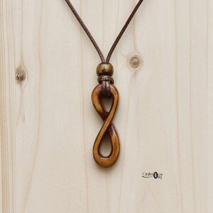 Wooden Infinity Necklace - Handmade anniversary engagement or wedding gift - Symbol of love jewelry - Hand carved  pendant by CristherArt
