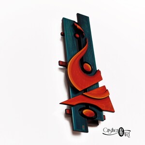 Painted Wood Wall Art- Abstract Original 3D Effect Artwork for Home Décor or birthday gift - Apollo&#39;s Lyre II Statue Fine Art by CristherArt