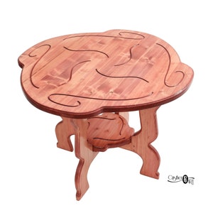 Runder Couchtisch aus Holz in der Mitte - Boho handgefertigter Holzteetisch - Boho Original Design von CristherArt