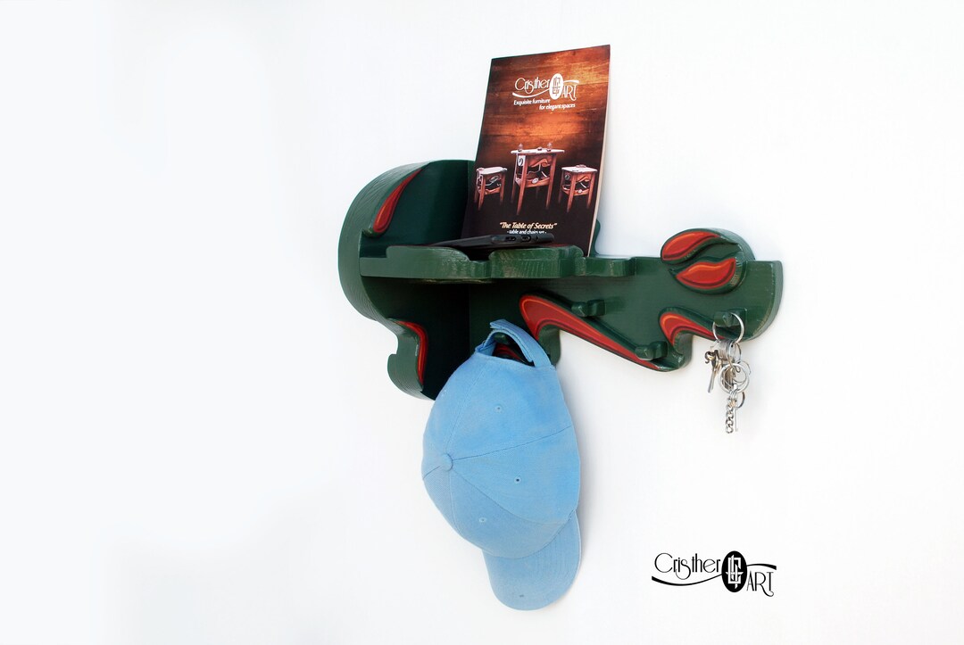 Hat Rack Corner Small Painted Corner Rack for Hat, Coat and Key Entryway Green Wood ...