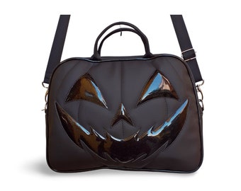 Pumpkin Large Suitcase Handbag Crossbody Luggage Carry On Handmade Nara Prado Black Leather
