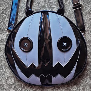 Handmade Nara Prado Button Eyes Pumpkin Blue Crossbody Bag