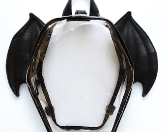 Coffin Premium Handmade Nara Prado PVC Clear Concert Stadium Handbag, Transparent Vegan Backpack