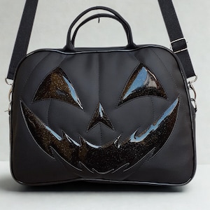 Pumpkin Large Suitcase Handbag Crossbody Luggage Carry On Handmade Nara Prado Black Leather