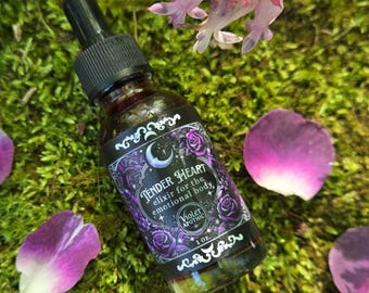Tender Heart Elixir – Botanical Tincture for Love, Self-Compassion & Ritual | Hawthorn, Rose, Hibiscus, Tulsi, Red Clover