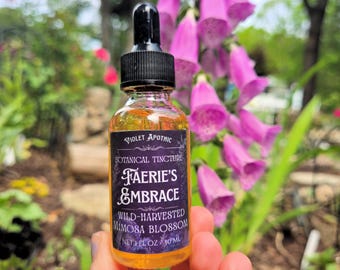 Mimosa Flower Tincture- Faeries' Embrace ~ Shimming Potion for Fae-Inspired Magic, Joy and Sparkling Beverages