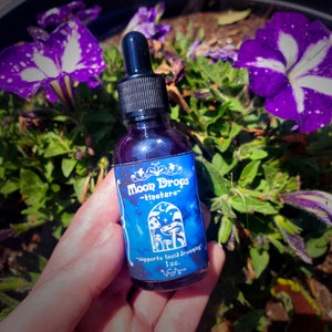 Moon Drops | lucid dream tincture | mexican dream herb | mugwort | passionflower | blue lotus | intensify your dreams