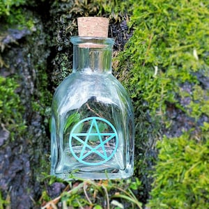 Pentagram Herbal Witch Jar  |  Witch Bottle | Rainbow Prism Jar | Witchcraft Gift | Spell Jar