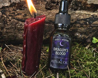 Dragon’s Blood Ritual Oil for Fire Magick, Smoky Resin and Spice Anointing Blend