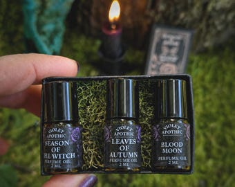 Shadows of Autumn Perfume Oil Trio: Gothic-Witchcraft Inspired Scents (3 x 2mL)