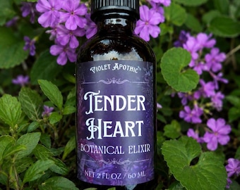Tender Heart Botanical Elixir | Hawthorn, Rose , Tulsi, Herbal Honey Tincture | 2 oz