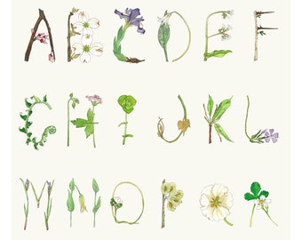 Spring Alphabet Watercolor ABC Print by Laura Poulette