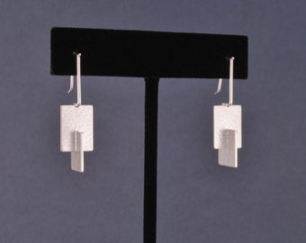 textured dash square earrings