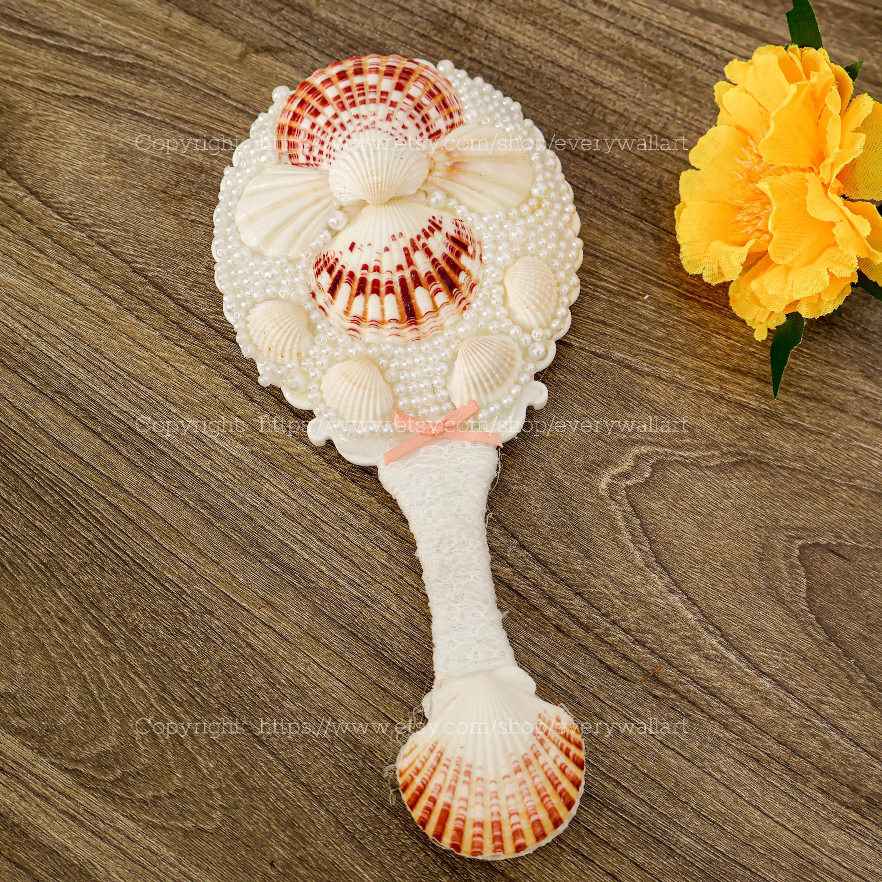 mermaid shell mirror ❤︎ シェルミラー マーメイド Seashell Mirror Hand Mirror Ocean Vortex Natural Seashell Mermaid