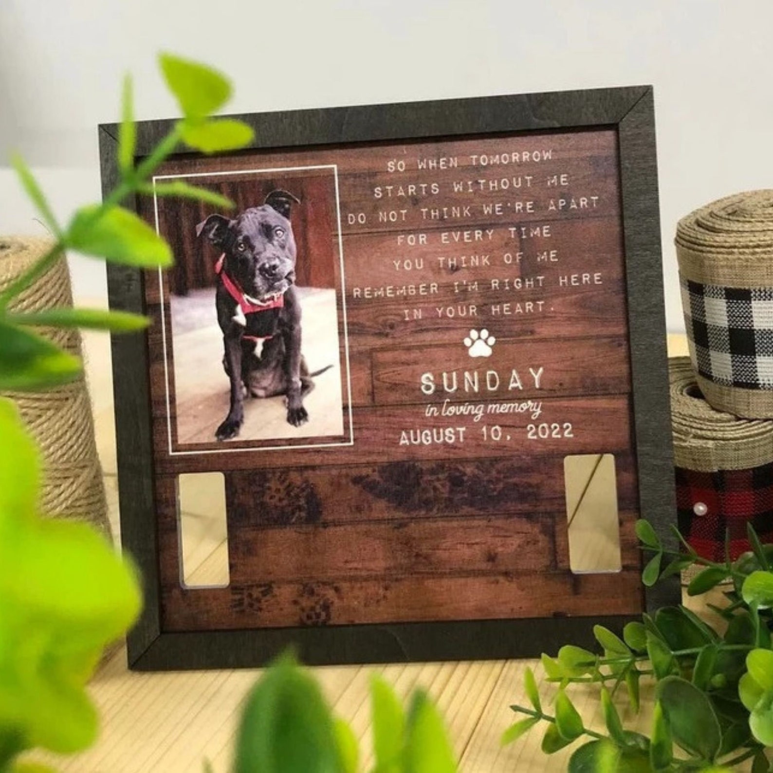 Memorial Pet Loss Frame Dog Cat Puppy Memorial Wood Frame Etsy