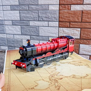 Paper Red Train Steam Handcrafted 3D Model Pop Up Card Friend Gift Surprise Pop Up Card Christmas's Birthday Thank You Card Greeting Card