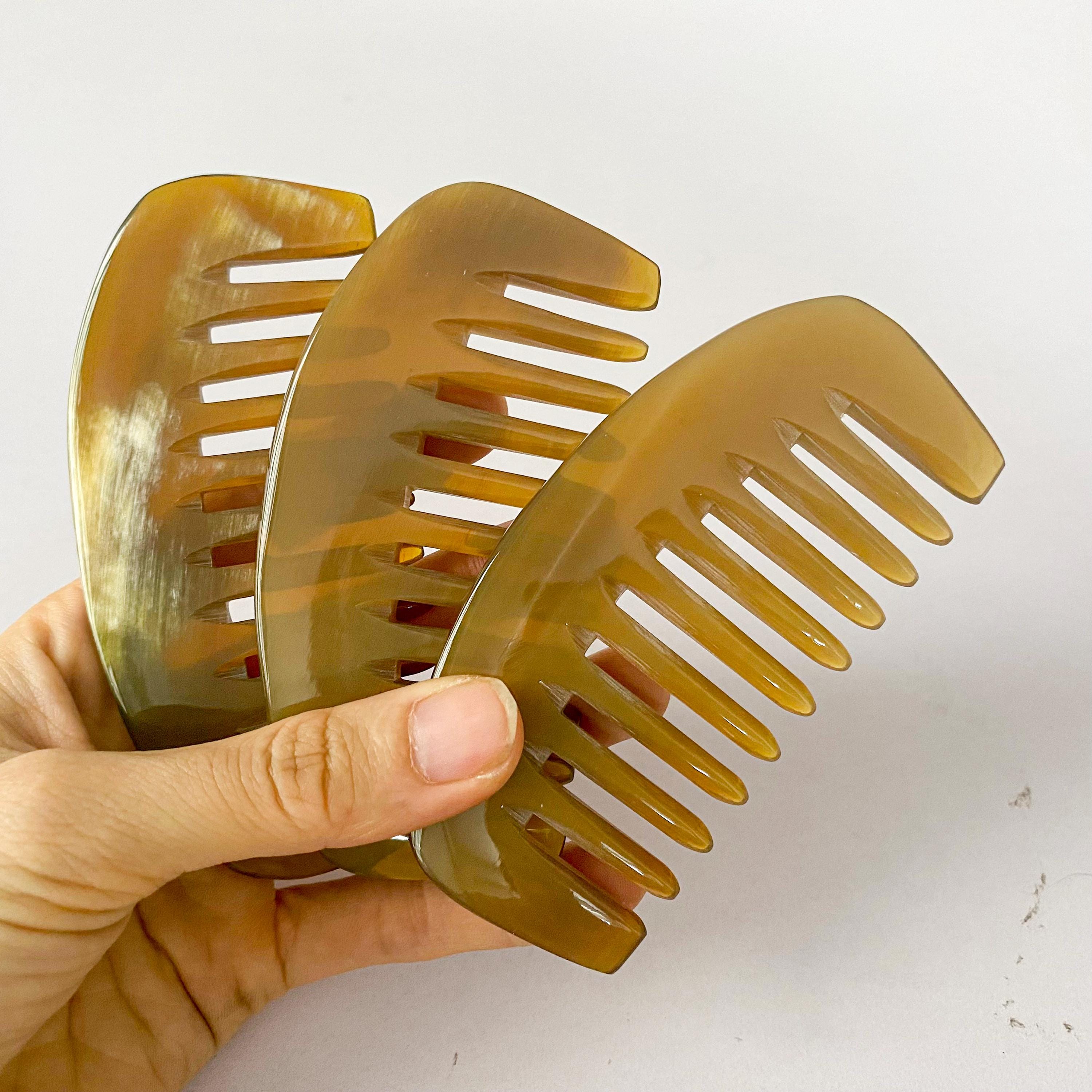 Middle Comb Natural Buffalo Horn Comb, Handmade Pocket Ox Horn Comb, Anti-static ...