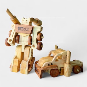 Personalized DIY Wooden Optimus Prime Robot Toy Transforming Truck Puzzle Montessori-Inspired Building Blocks, Safe and Perfect Gift for Kid