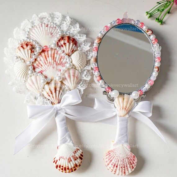 12 Styles Seashell Mirror Hand Mirror Ocean Vortex Natural