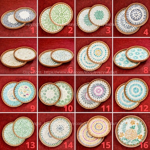 Rattan Mother-of-pearl inlay Round Tray 16 Styles Handmade Round Breakfast Rattan Tray Serving Tray Coffee Table Tray Decor Tray