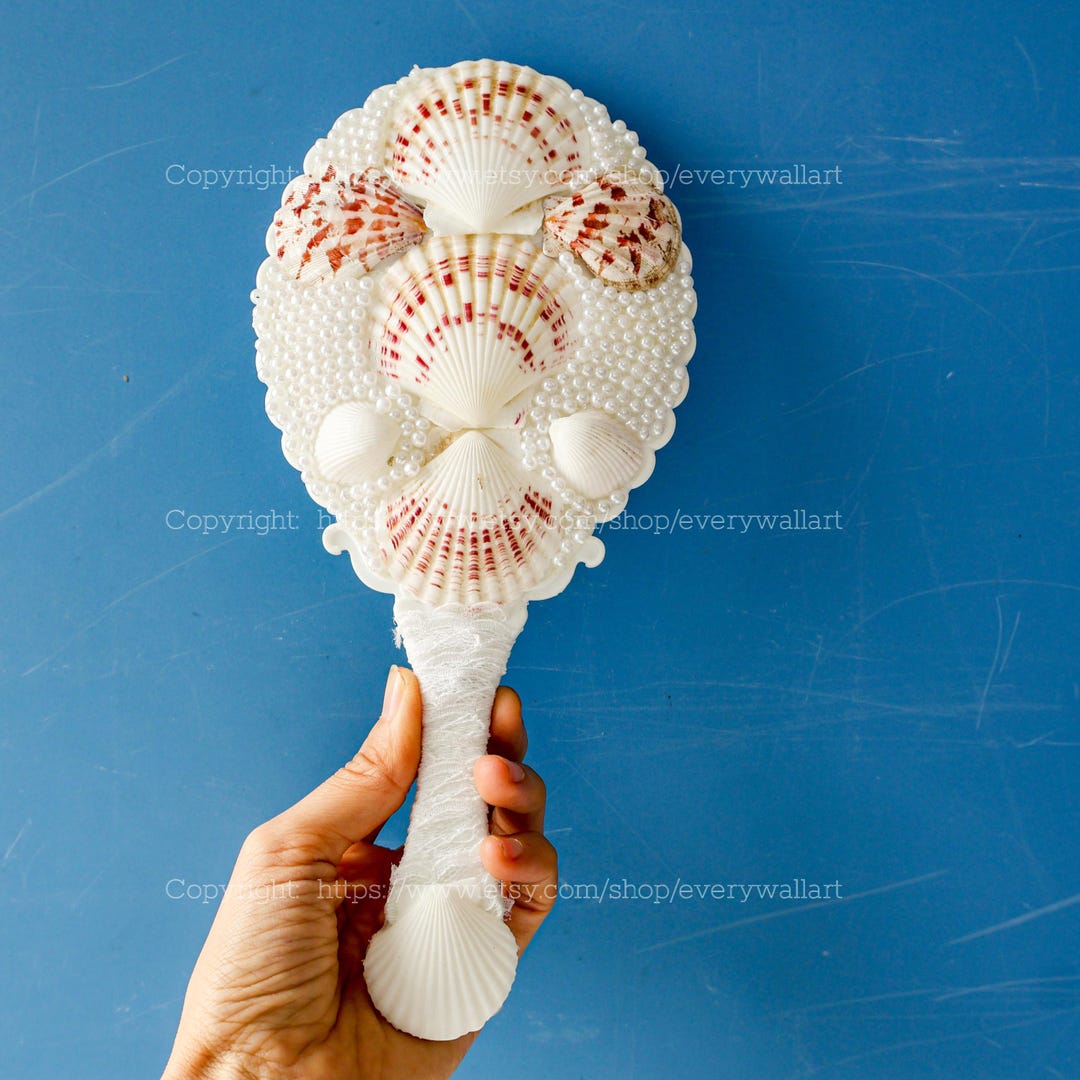 Handmade Mirror Pocket Mirror Seashell Mirror Natural Seashell Mermaid ...